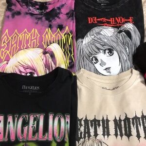 Four anime mens medium shirts